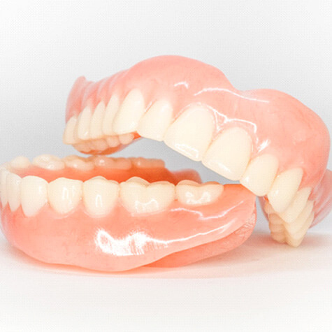 close-up of two full dentures