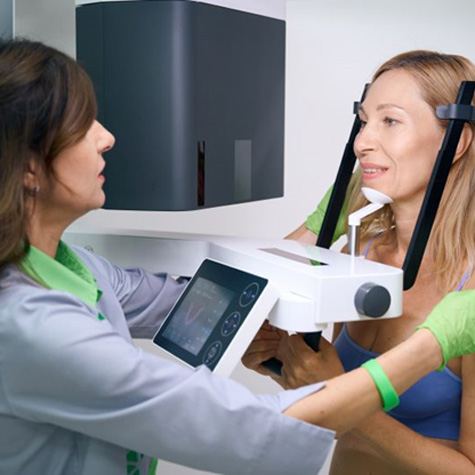 Patient being prepared to undergo CBCT scan